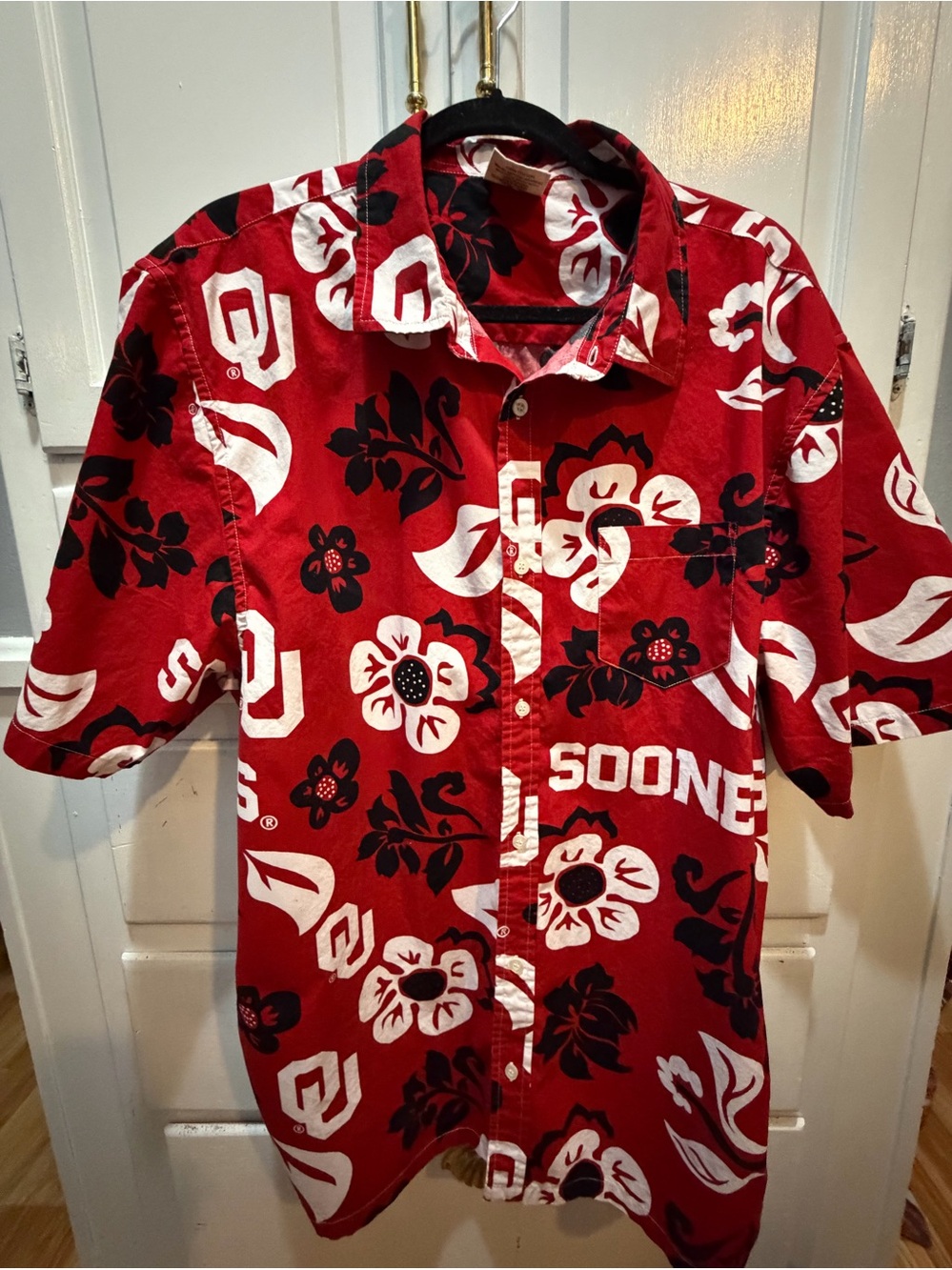 Men's Oklahoma Sooners  Floral Shirt Button Up Beach Shirt Wes And Willy XXL